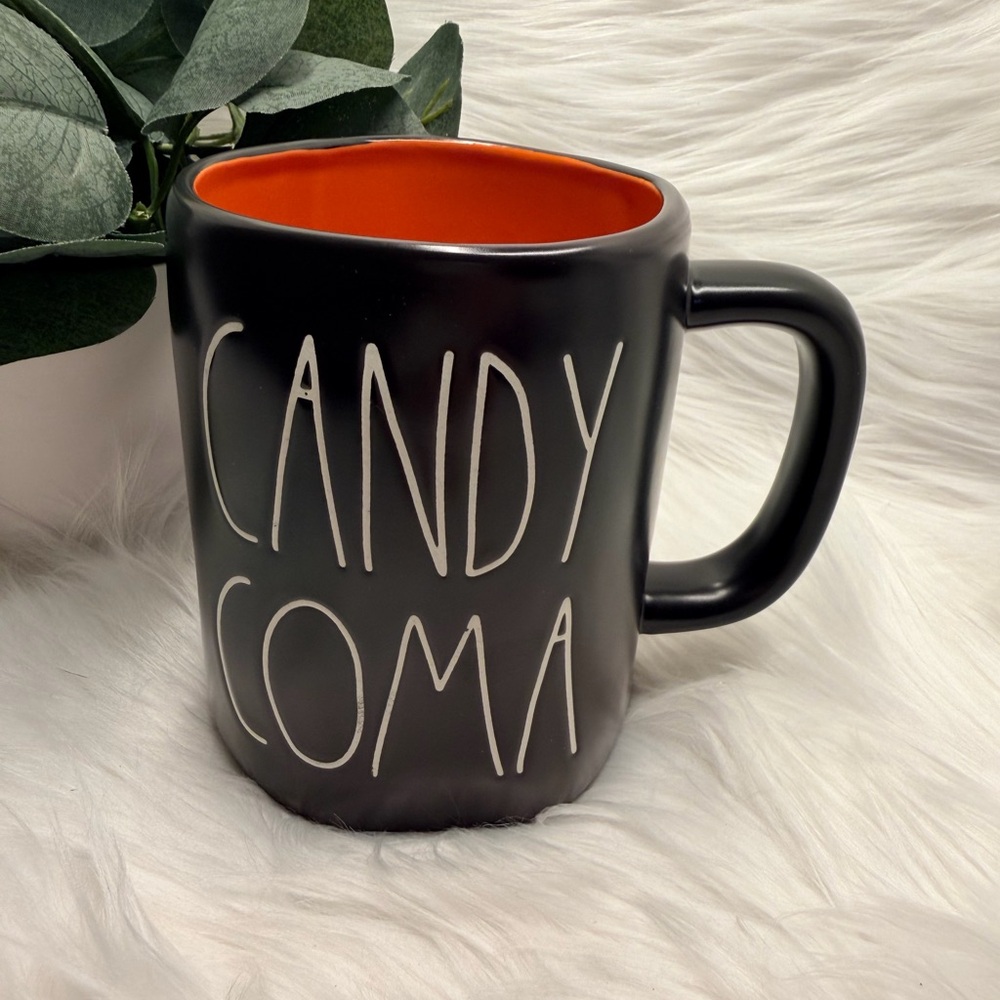 Rae Dunn Black and Orange Candy Coma Mug